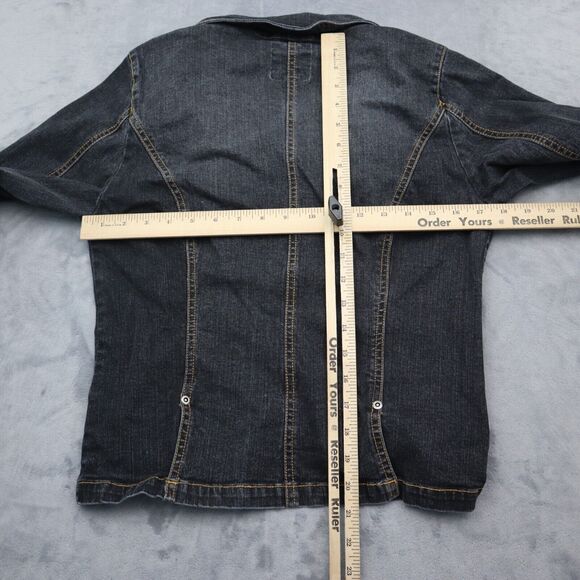 Gloria Vanderbilt Jacket Womens M Black Denim Long Sleeve Two Button Outwear - Picture 4 of 16